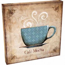 Traditional Ornate Caf&#233; Mocha Coffee Cup Kitchen Painting Blue Canvas Art by Pied Piper Creative   553798229